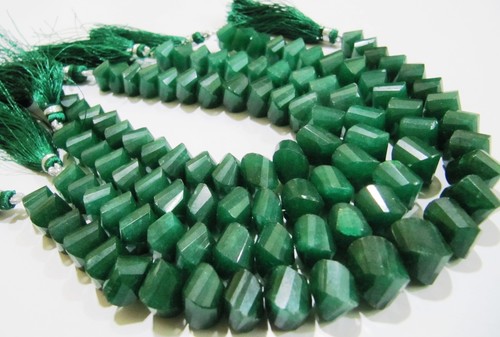 Natural Emerald Twisted Briolette Dyed Beads