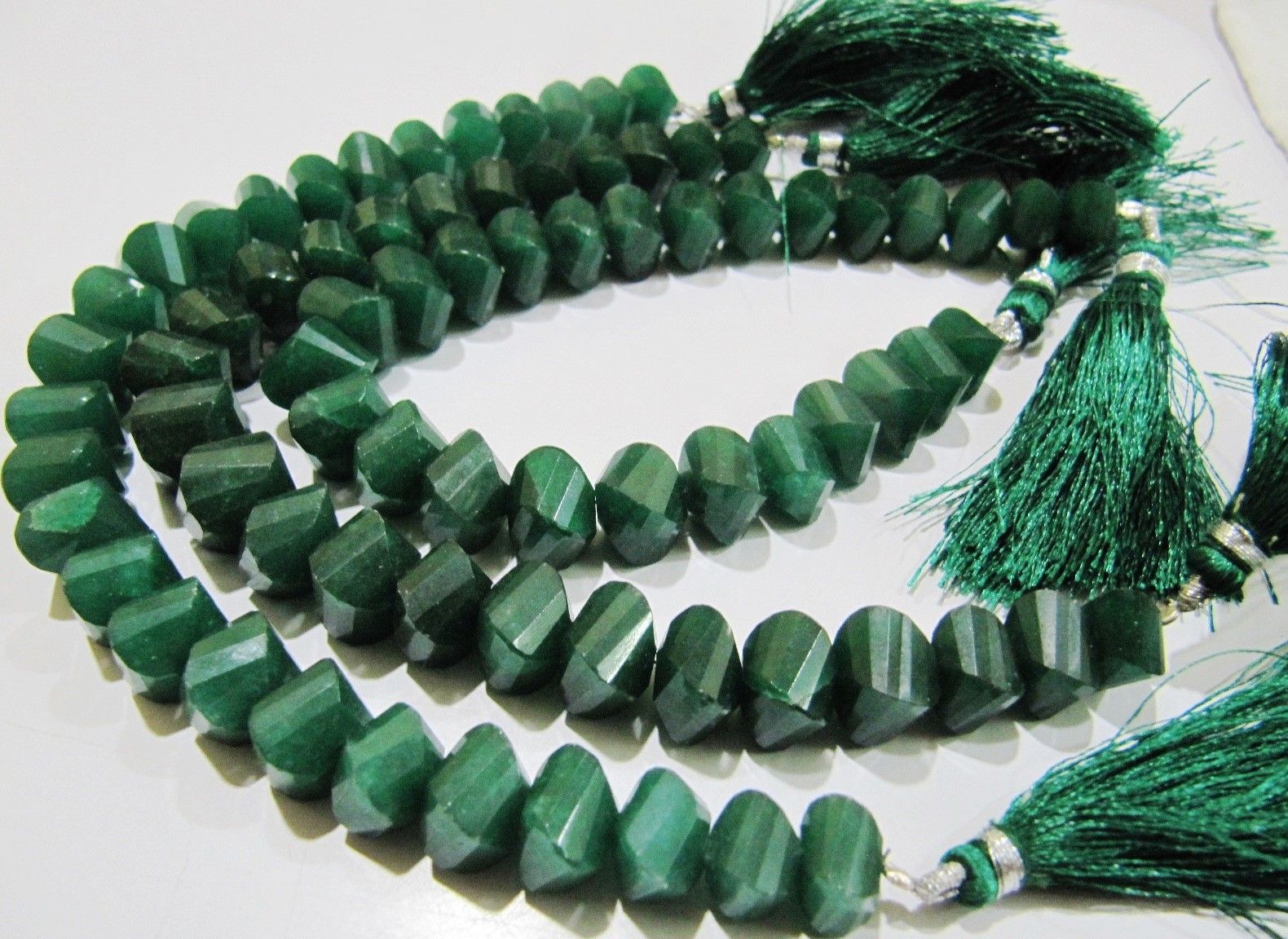 Natural Emerald Twisted Briolette Dyed Beads