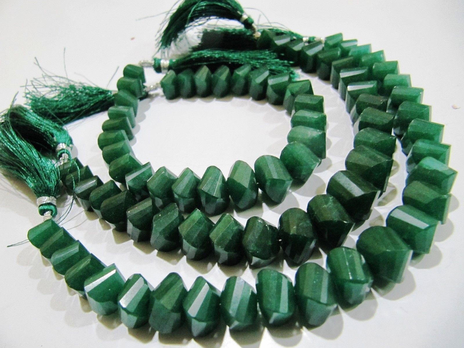 Natural Emerald Twisted Briolette Dyed Beads