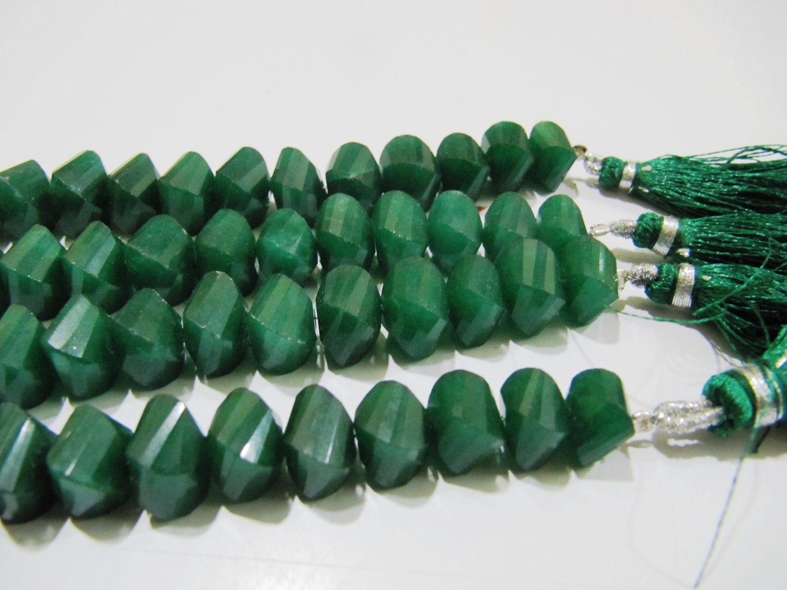 Natural Emerald Twisted Briolette Dyed Beads