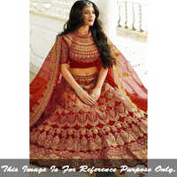 Ladies Bridal Lehenga Choli - Georgette, Sizes S-m-l, Charming Red Color | Elegant Silver Zari Work, Soft & Skin-friendly, Lightweight Design