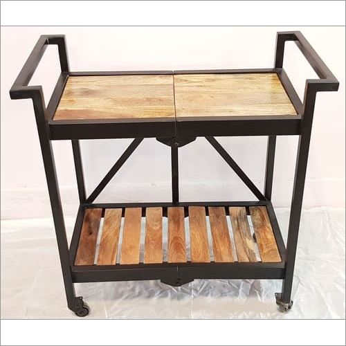 Furniture Accessories Natural Wood Folding Trolley