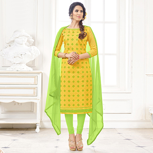 Yellow & Light Green Chudidar Salwar Suit