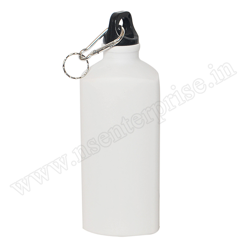 Triangle Matte Bottle - 600ml Aluminium Construction | White and Silver Color, Sleek Design