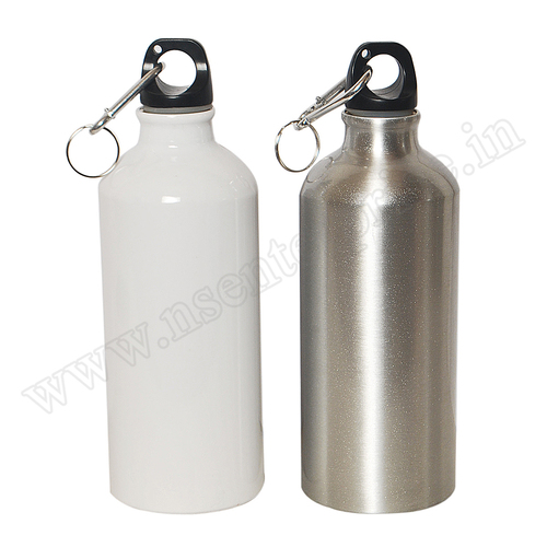 600ml White and Silver Bottle - Aluminium Material, 600ml Size, White and Silver Color | Perfect for Beverage Storage and Stylish Presentation