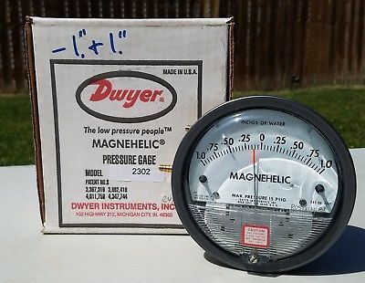 Dwyer USA Model 2302 Magnehelic Gage Range 1-0-1 Inch WC