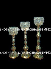 Golden Crystal Candelabra Set Stand