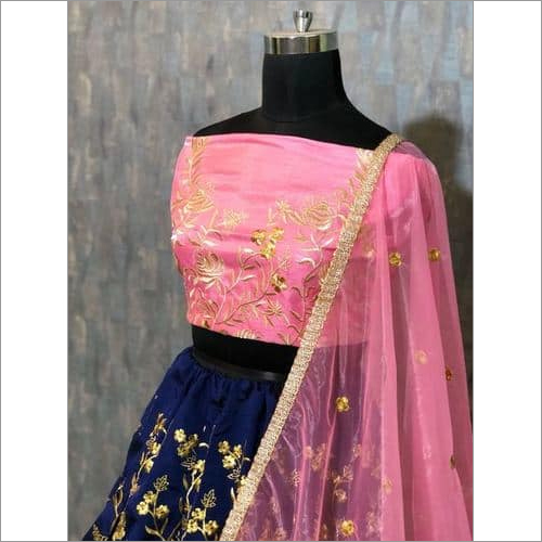 Designer Pink Blue Lehenga Choli