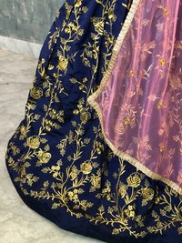 Designer Pink Blue Lehenga Choli