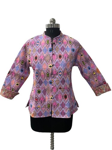 Cotton Quilted Screen Print Short Jacket