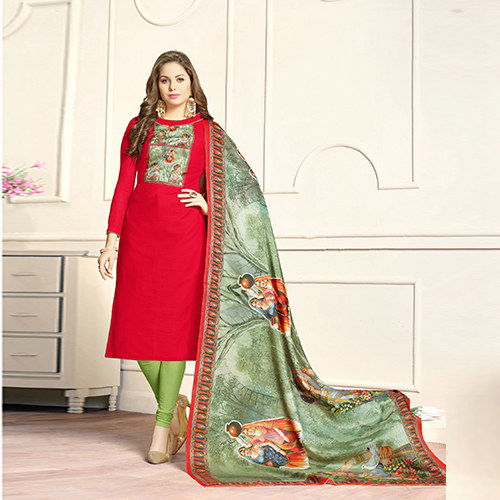Red Digital Printed Salwar Suit