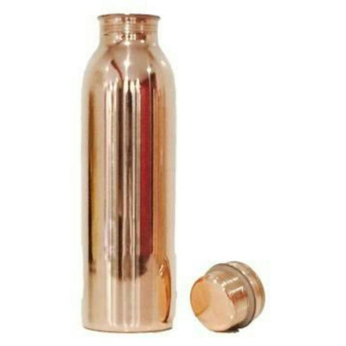 Copper Water Bottle - Natural Copper, Round Shape, Polished Surface | Dimensionally Stable, Sturdy, Lightweight, Leak-Proof Design