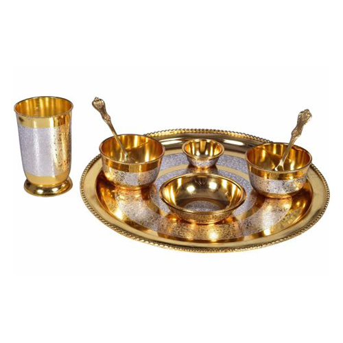 Copper Thali Set Length: 12 Inch (In)