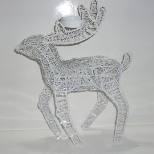 Decorative Iron Deer - 24x8.5x29cm, White Coated Iron Metal | Eco-Friendly, Anti-Corrosive, Low Maintenance, Elegant Wall Decoration