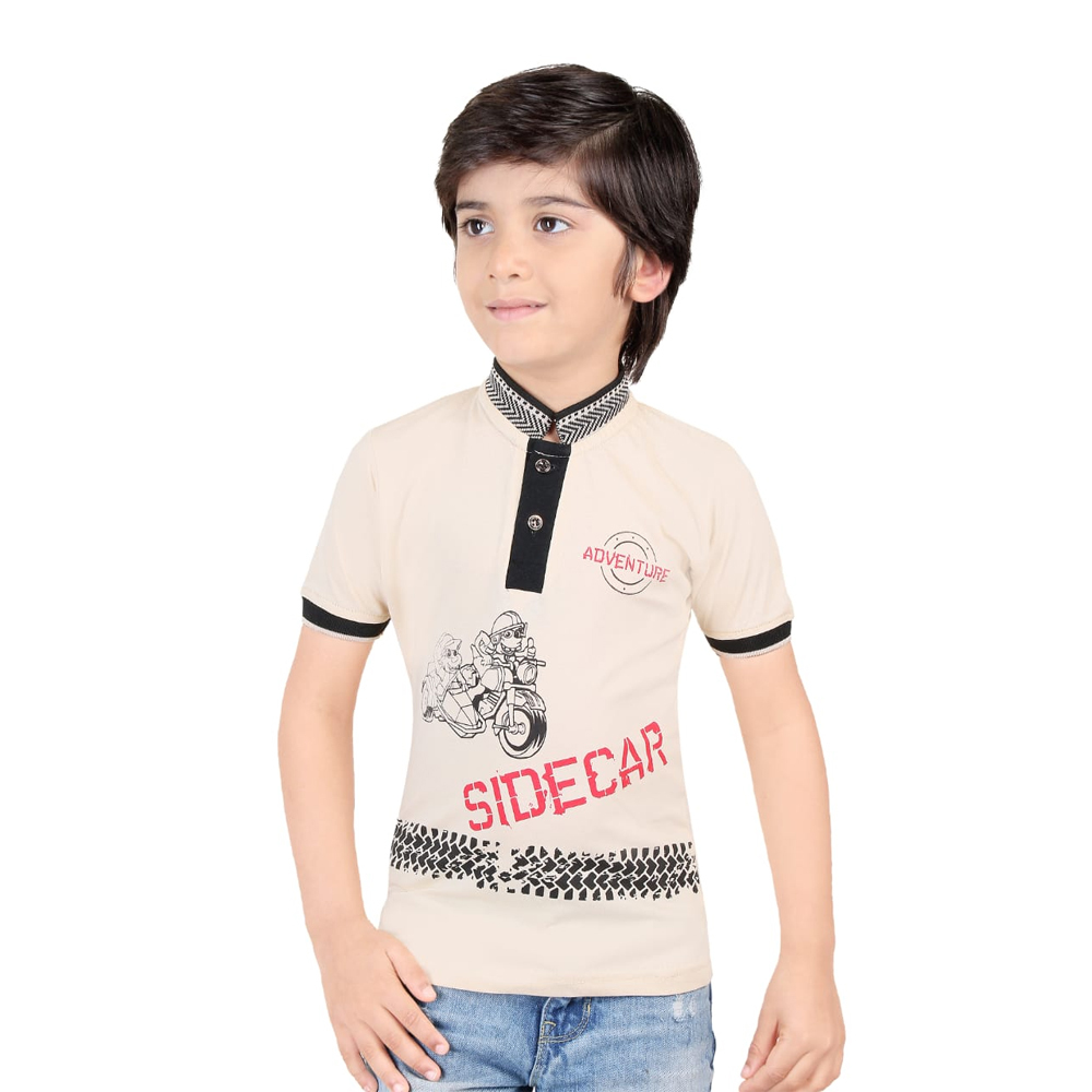 Kids Printed Henley Neck T Shirt