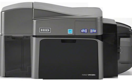 HID-FARGO DTC1250e Dual-Sided PVC ID Card Printer - 300 dpi Resolution, 225 Cards/Hour Print Speed, Eco-Friendly with Modular Upgrades, User-Friendly Smart Screen Display