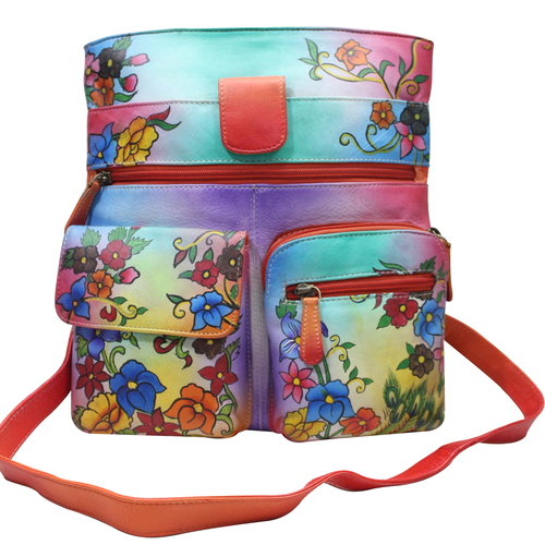 Women Hand Painted Leather Sling Bag