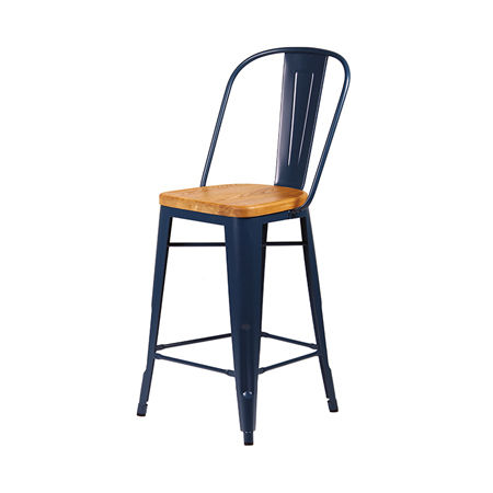 Cali 955 Metal Bar Stool With Wood Seat