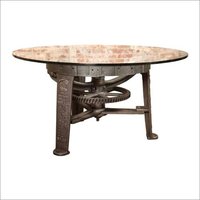 Antique Vintage Industrial Center Gear Round Table Base