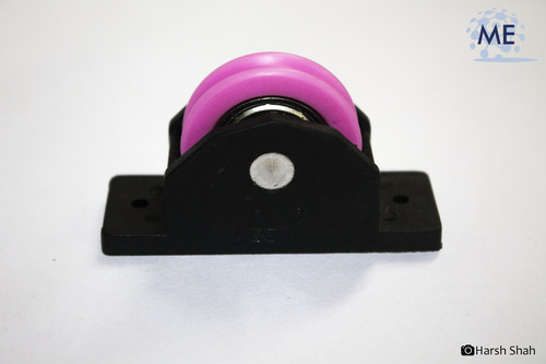 Sliding Window Rollers - Plastic, 25mm Size, Black and Pink Color | Features Nylon Screen Netting, Bottom Mount Type, Roller Diameter <1 Inch