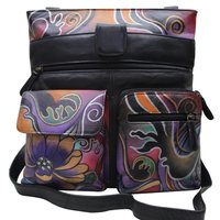 Women Hand Painted Leather Cross Body  Bag