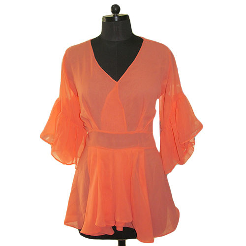 Ladies Top - Light Orange Cotton | Plain Design for Daily Wear in Rainy, Spring, and Summer Seasons