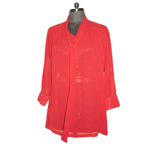 Ladies Plain Top - Cotton Blend, Red Color | Straight Skirt Style, Ideal for Rainy, Spring, and Summer Seasons