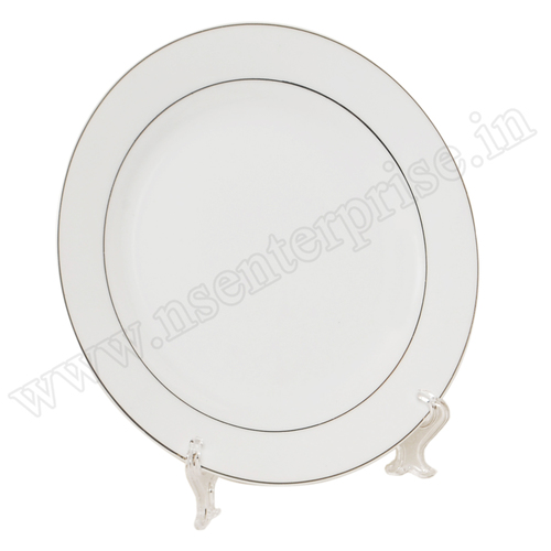 Gold Rim Plate - Ceramic, 10 Inches Diameter | Elegant Round Shape, Premium Gold Accent