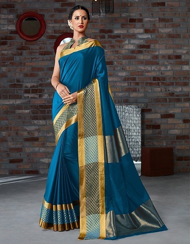 Fancy Printed Cotton Silk Saree
