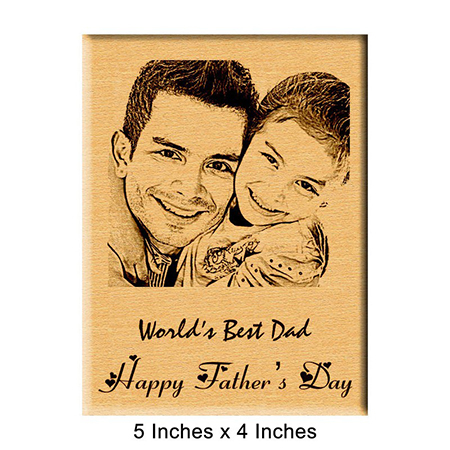 Father's Day Gift - Personalized Engraved Photo Plaque Wood By JAI GANGEYA