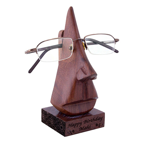 Personalized Wooden Nose Shaped Glass stand  Spectacle holder  Specs holder goggles stand