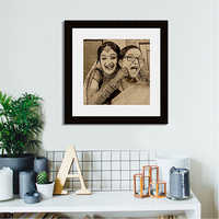 Personalized Wooden Wall Hanging Photo Frame - Wood, Glass | Customizable Dimensions, Black Color, Laser Engraving, Elegant Design, Durable Material