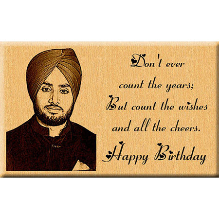 Birthday Gift - Engraved Wooden Photo Plaque For Him