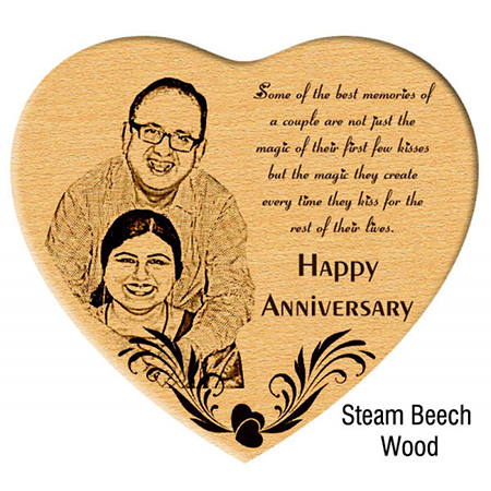 Unique Anniversary Gift- Engraved Photo in Wooden Heart
