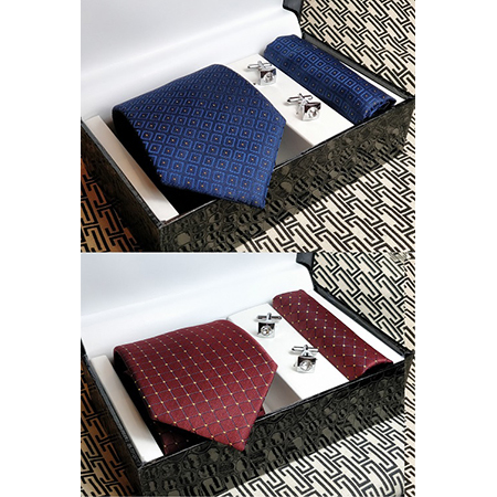 Micro Tie Cufflinks Pocket Square Gift Combo