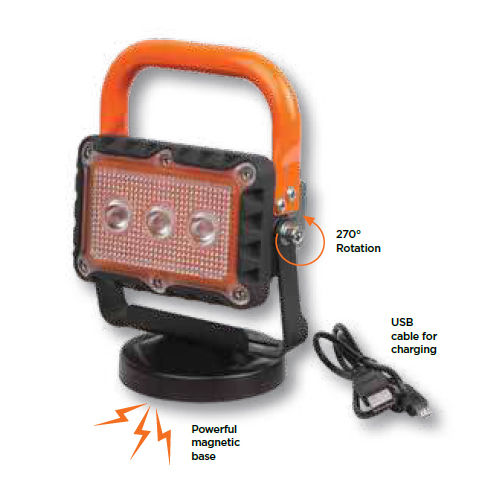 LED 9W Rechargeable Site Lamp with Magnetic Base