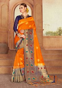 Designer Jacquard Silk Saree - Nylon Jacquard Fabric, Customized Size, Embroidery Logo Pattern, Elegant Indian Ethnic Wear For Women