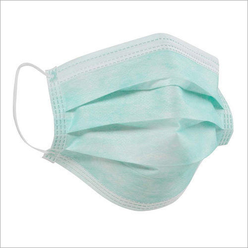 Face Mask - Non-Woven Fabric 17.5x9.5 cm Light Green, 3 Layers, Disposable, Breathable, Sterile, Ear Loop