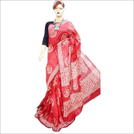 Banla Desi Tant Handloom Block Printed Cotton Saree