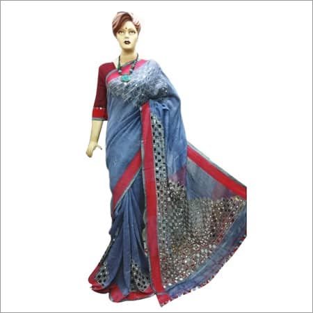 Cotton Silk Ladies Hand Embroidered Saree