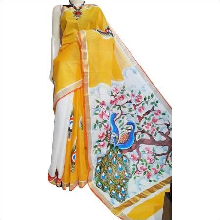Cotton Hand Painting Saree