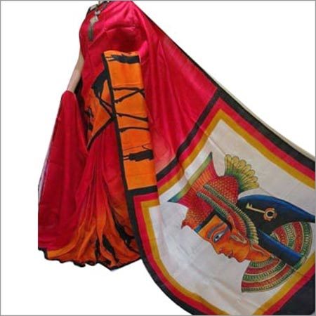 Pure Silk Hand Painting Saree - Luxurious Fabric, Eye-Catching Prints for All Occasions | Ideal for Weddings, Parties, Family Functions, Expertly Designed