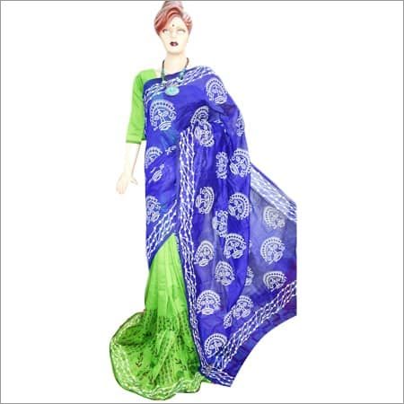 Cotton Silk Handloom Block Printed Saree