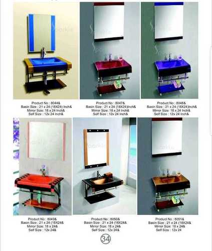 Decorative Glass Wash Basin - Transparent Glass, Rectangle Shape | Metal Accents, Ideal for Cosmetics & Stylish Bathroom Decor