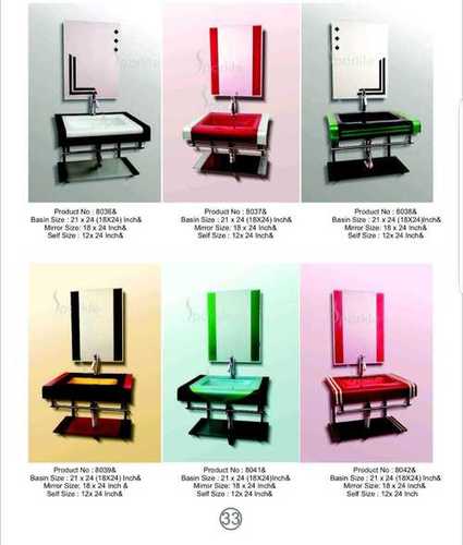 Mirror Glass Wash Basin - Glass Rectangle Shape, 15-20mm Thickness, Transparent Finish | Ideal For Wall Installation