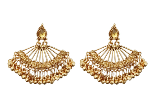 Brown Chandbali Earrings - Zinc Alloy Dangle Earrings Imitation Pearl | Ethnic Design for Festive Occasions Comfortable Fit for Women & Girls