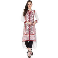 High Low Long Rayon Shirt - Rayon, 44 Inch Length, Multi-print With White Sleeves | Trendy Design, Bust Size 36-42 Inch, All Season Friendly, Soft Fabric, Easy Care