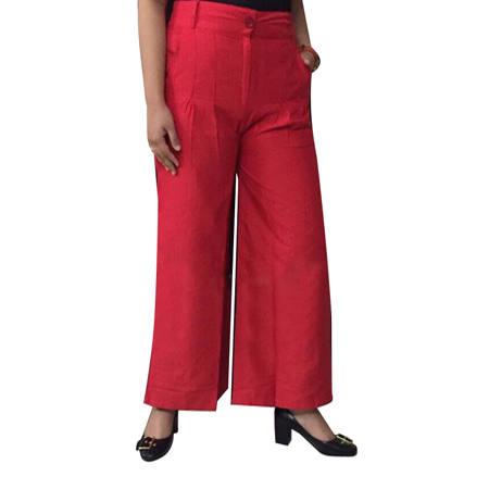 Khadi Pant Red Palazzo With Pockets