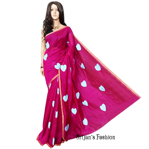 Designer Hand Paint Cotton Silk Saree