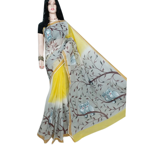 Ladies Yellow Chapa Saree